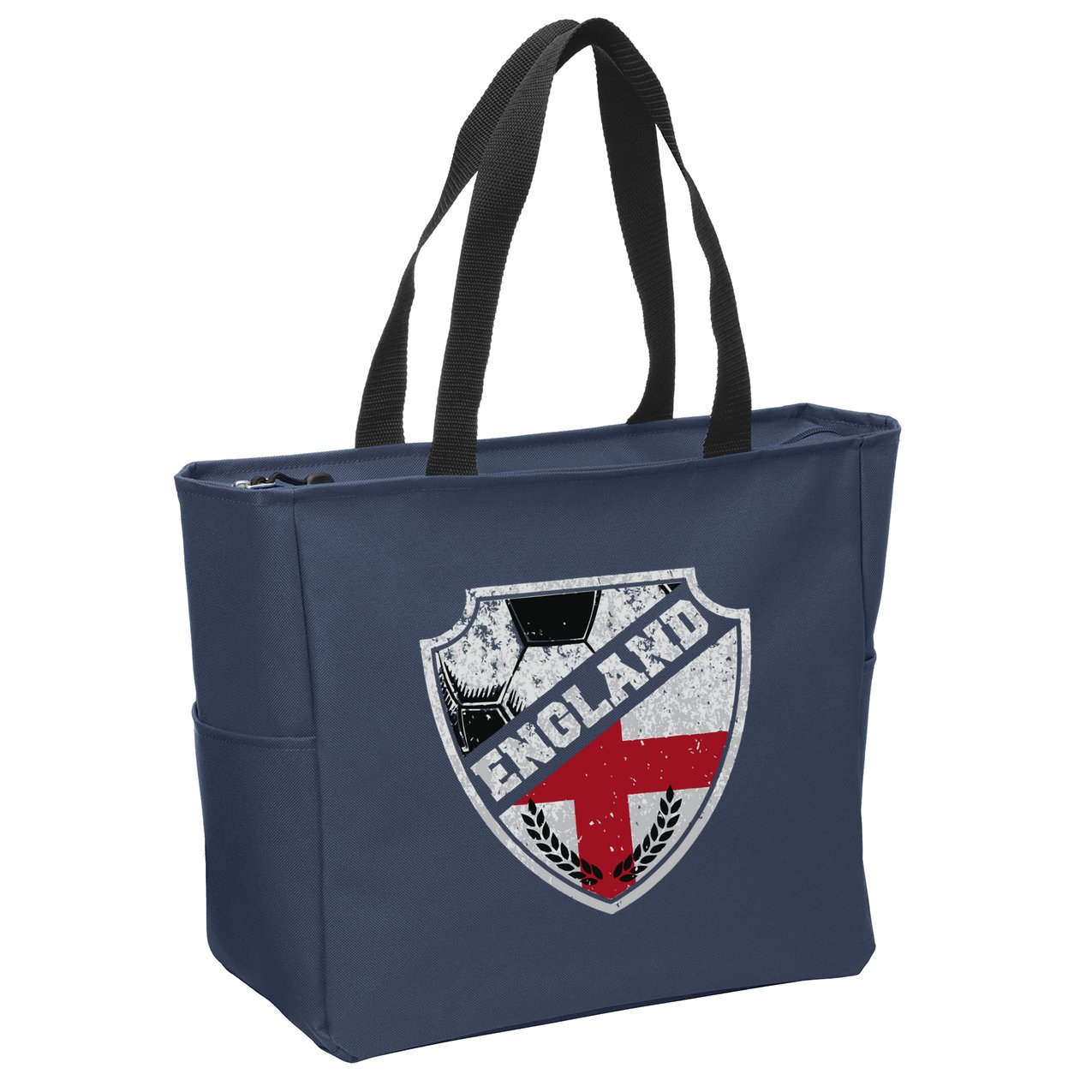 Cool England Soccer Shield Zip Tote Bag