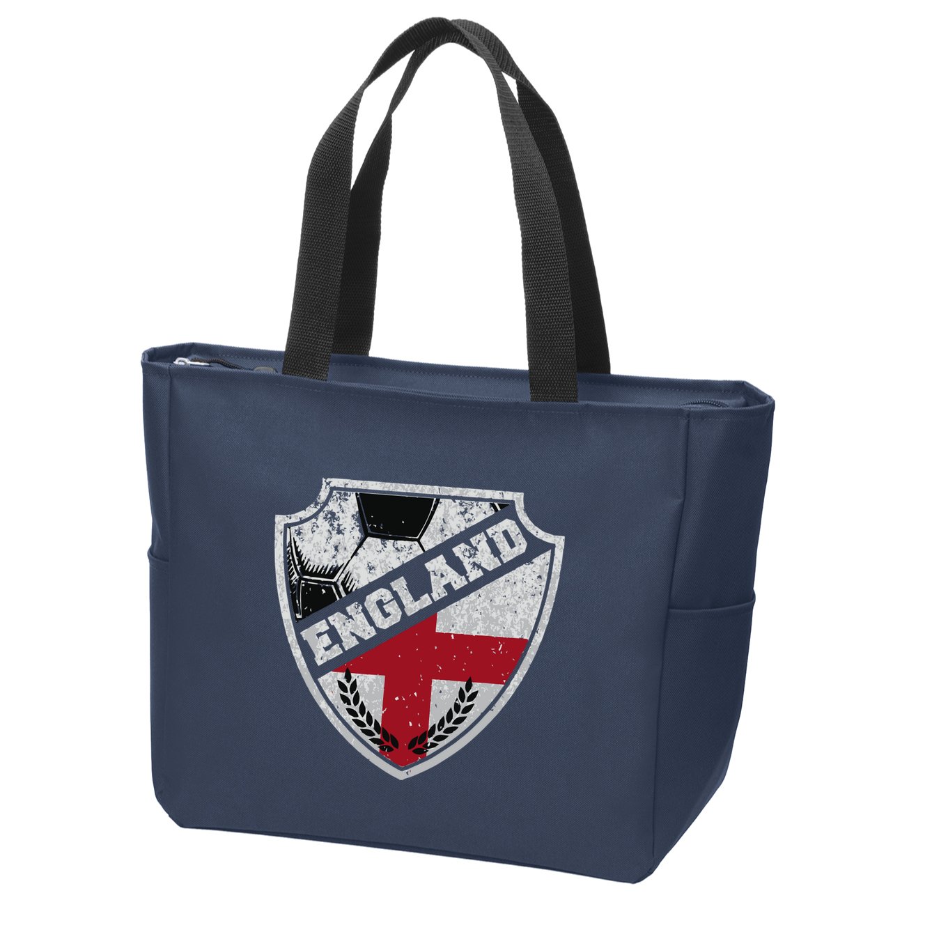 Cool England Soccer Shield Zip Tote Bag