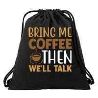 Coffee Enthusiast Slogan Drawstring Bag