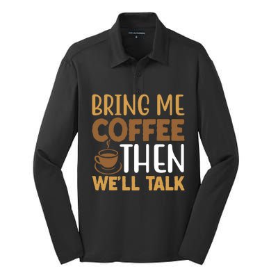 Coffee Enthusiast Slogan Silk Touch Performance Long Sleeve Polo