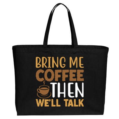 Coffee Enthusiast Slogan Cotton Canvas Jumbo Tote