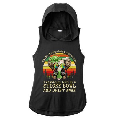 Cool Elephant Smoking Weed Bong Marijuana Cannabis Stoner Ladies PosiCharge Tri-Blend Wicking Draft Hoodie Tank