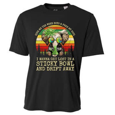 Cool Elephant Smoking Weed Bong Marijuana Cannabis Stoner Cooling Performance Crew T-Shirt