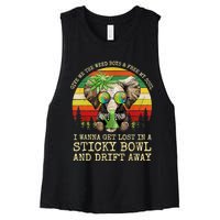 Cool Elephant Smoking Weed Bong Marijuana Cannabis Stoner Women's Racerback Cropped Tank