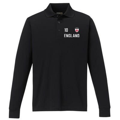 Cool England Soccer Jersey 10 Performance Long Sleeve Polo