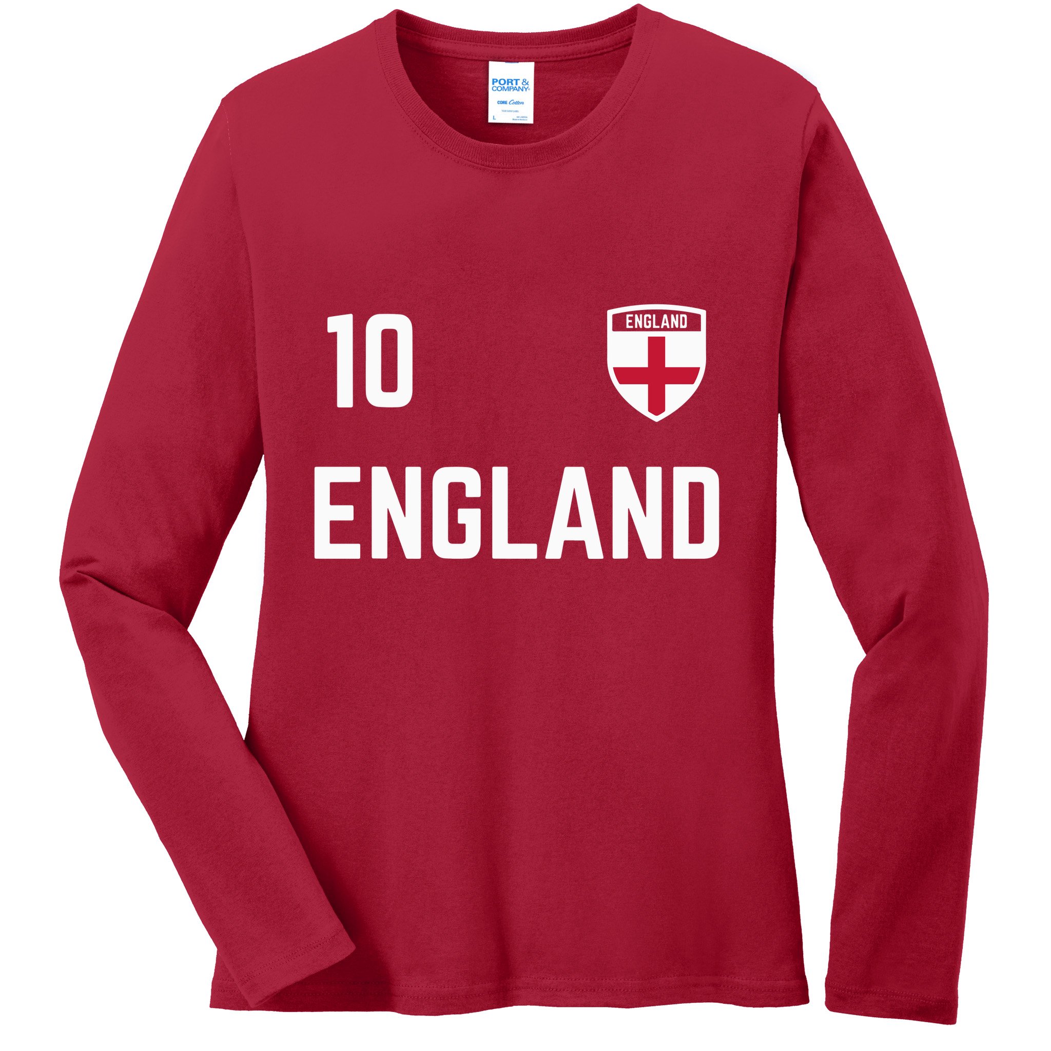 Cool England Soccer Jersey 10 Ladies Long Sleeve Shirt