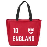 Cool England Soccer Jersey 10 Zip Tote Bag