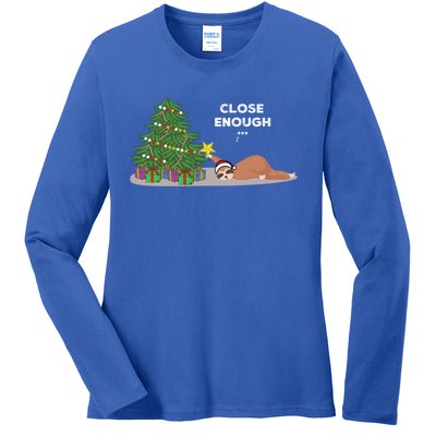 Close Enough Sloth Sweater Funny Christmas Sloth Pajama Top Gift Ladies Long Sleeve Shirt