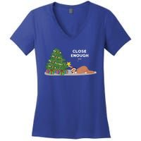 Close Enough Sloth Sweater Funny Christmas Sloth Pajama Top Gift Women's V-Neck T-Shirt