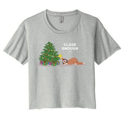 Close Enough Sloth Sweater Funny Christmas Sloth Pajama Top Gift Women's Crop Top Tee