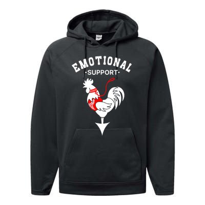 Chicken Emotional Support Cock Performance Fleece Hoodie