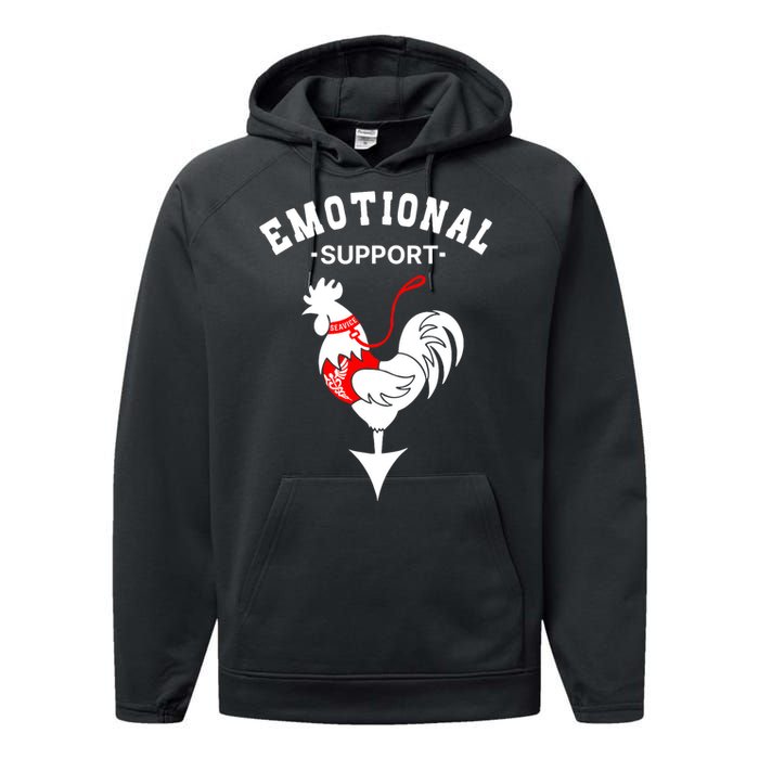 Chicken Emotional Support Cock Performance Fleece Hoodie