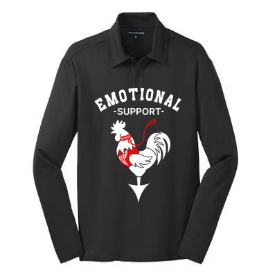 Chicken Emotional Support Cock Silk Touch Performance Long Sleeve Polo