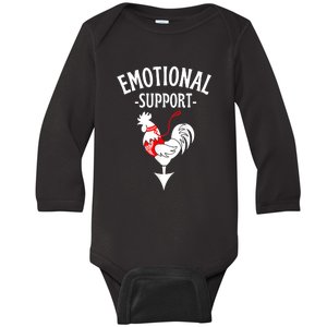 Chicken Emotional Support Cock Baby Long Sleeve Bodysuit