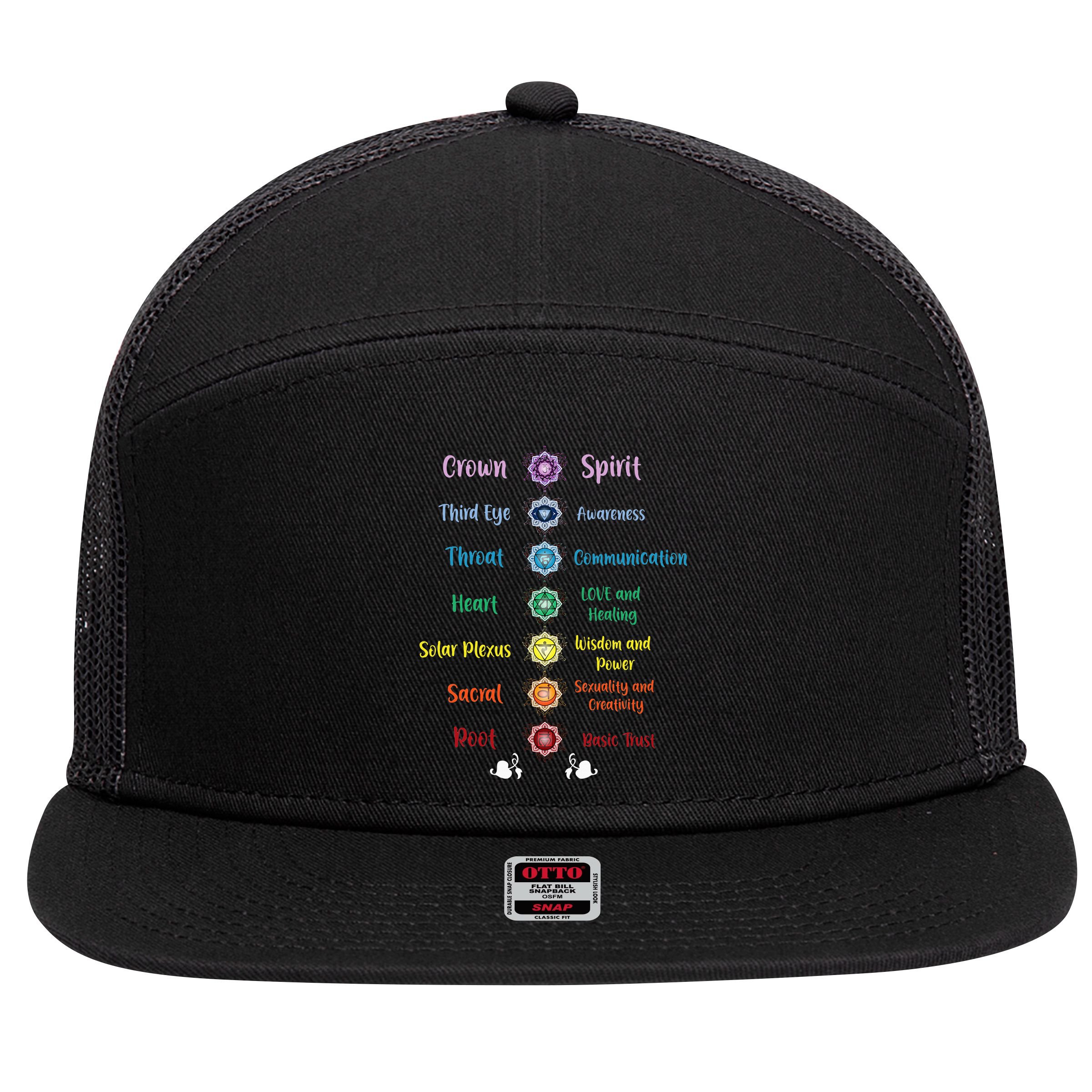 Chakra Energy Spirit Soul Spiritual Health Healing 7 Panel Mesh Trucker Snapback Hat