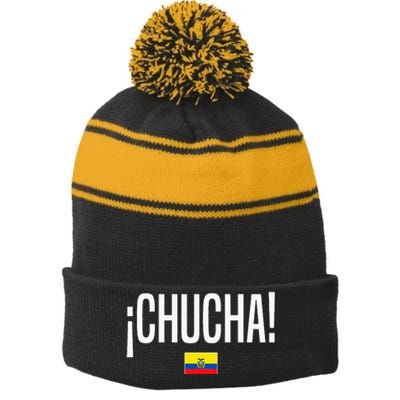 Chucha Ecuadorian Slang Ecuador Stripe Pom Pom Beanie