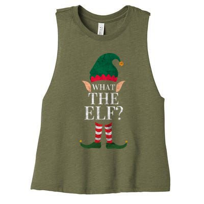 Christmas Elves SantaS Helper What The Elf Family Matching Gift Women's Racerback Cropped Tank