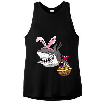 Cool Easter Shark Easter Basket Bunny Ears Happy Easter Ladies PosiCharge Tri-Blend Wicking Tank
