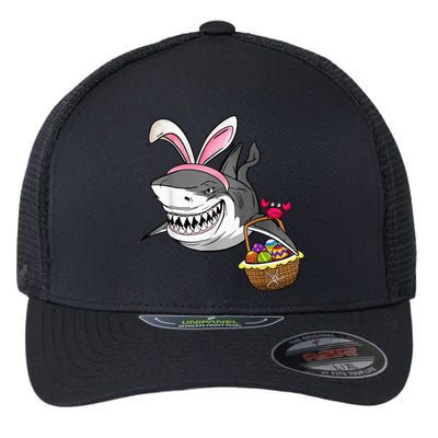 Cool Easter Shark Easter Basket Bunny Ears Happy Easter Flexfit Unipanel Trucker Cap