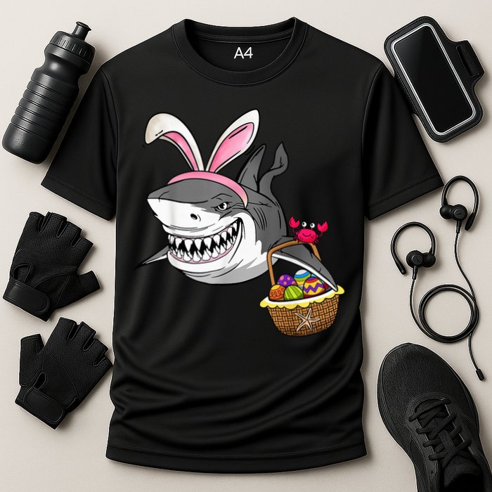 Cool Easter Shark Easter Basket Bunny Ears Happy Easter Cooling Performance Crew T-Shirt