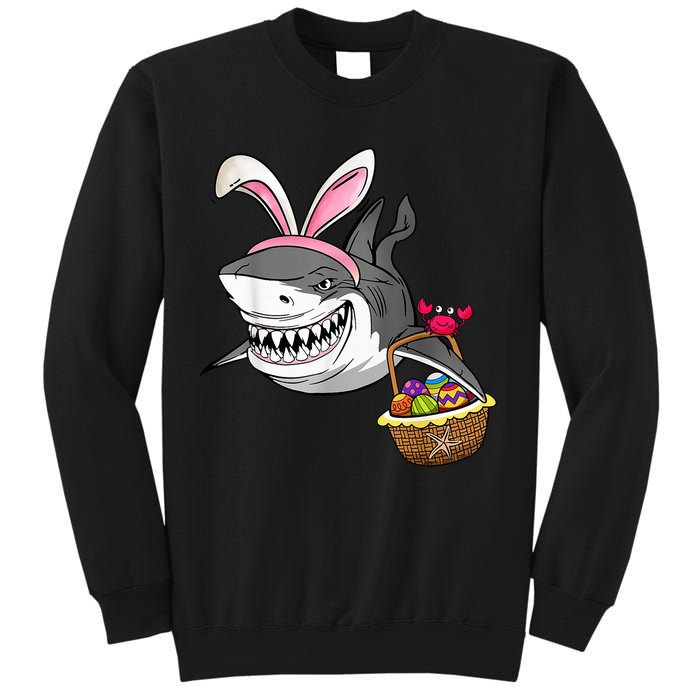 Cool Easter Shark Easter Basket Bunny Ears Happy Easter Sweatshirt