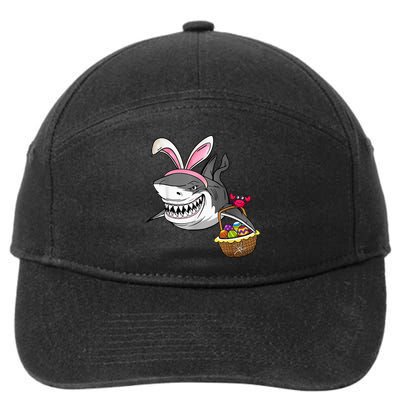 Cool Easter Shark Easter Basket Bunny Ears Happy Easter 7-Panel Snapback Hat