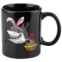Cool Easter Shark Easter Basket Bunny Ears Happy Easter 11oz C Handle Ceramic Mug
