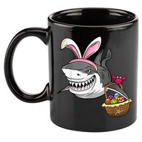 Cool Easter Shark Easter Basket Bunny Ears Happy Easter 11oz C Handle Ceramic Mug