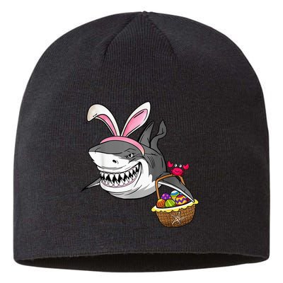 Cool Easter Shark Easter Basket Bunny Ears Happy Easter Sustainable Beanie