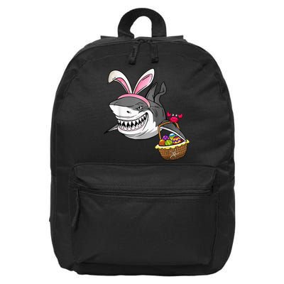 Cool Easter Shark Easter Basket Bunny Ears Happy Easter 16 in Basic Backpack