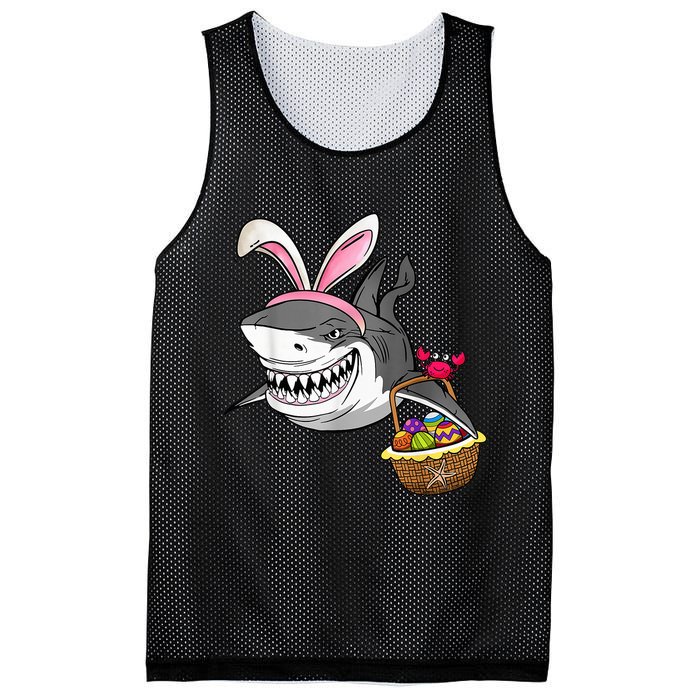 Cool Easter Shark Easter Basket Bunny Ears Happy Easter Mesh Reversible Basketball Jersey Tank