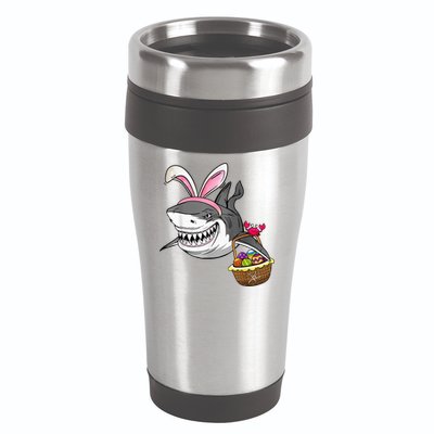 Cool Easter Shark Easter Basket Bunny Ears Happy Easter 16oz Travel Tumbler