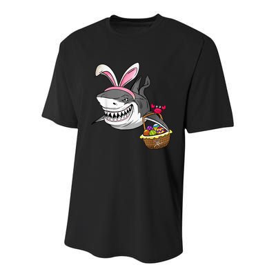 Cool Easter Shark Easter Basket Bunny Ears Happy Easter Youth Performance Sprint T-Shirt