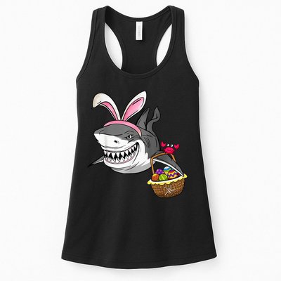 Cool Easter Shark Easter Basket Bunny Ears Happy Easter Womens Tank Top