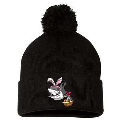 Cool Easter Shark Easter Basket Bunny Ears Happy Easter Pom Pom 12in Knit Beanie