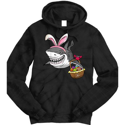 Cool Easter Shark Easter Basket Bunny Ears Happy Easter Tie Dye Hoodie