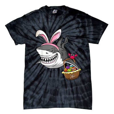 Cool Easter Shark Easter Basket Bunny Ears Happy Easter Tie-Dye T-Shirt
