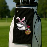 Cool Easter Shark Easter Basket Bunny Ears Happy Easter Golf Towel