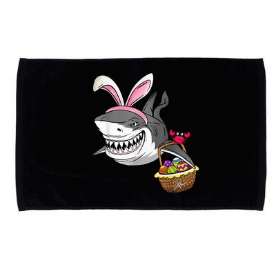 Cool Easter Shark Easter Basket Bunny Ears Happy Easter Microfiber Hand Towel