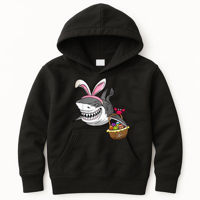 Cool Easter Shark Easter Basket Bunny Ears Happy Easter Kids Hoodie
