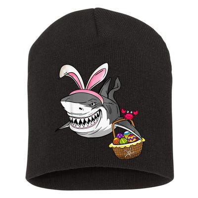 Cool Easter Shark Easter Basket Bunny Ears Happy Easter Short Acrylic Beanie