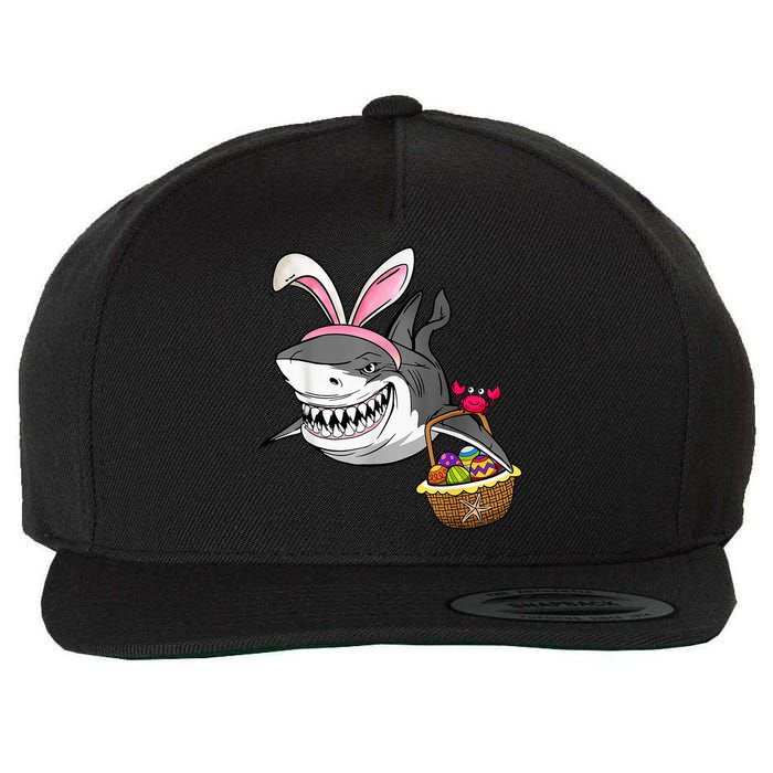 Cool Easter Shark Easter Basket Bunny Ears Happy Easter Wool Snapback Cap
