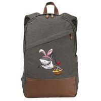 Cool Easter Shark Easter Basket Bunny Ears Happy Easter Cotton Canvas Backpack