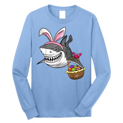 Cool Easter Shark Easter Basket Bunny Ears Happy Easter Long Sleeve Shirt