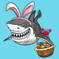 Cool Easter Shark Easter Basket Bunny Ears Happy Easter Poster