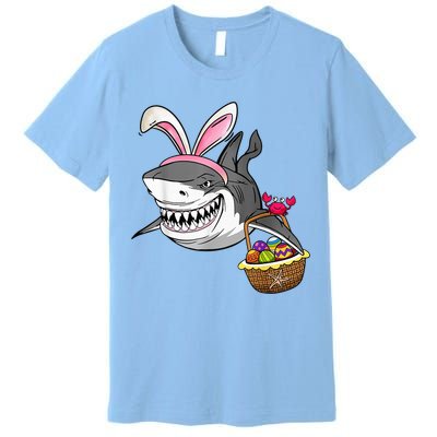 Cool Easter Shark Easter Basket Bunny Ears Happy Easter Premium T-Shirt