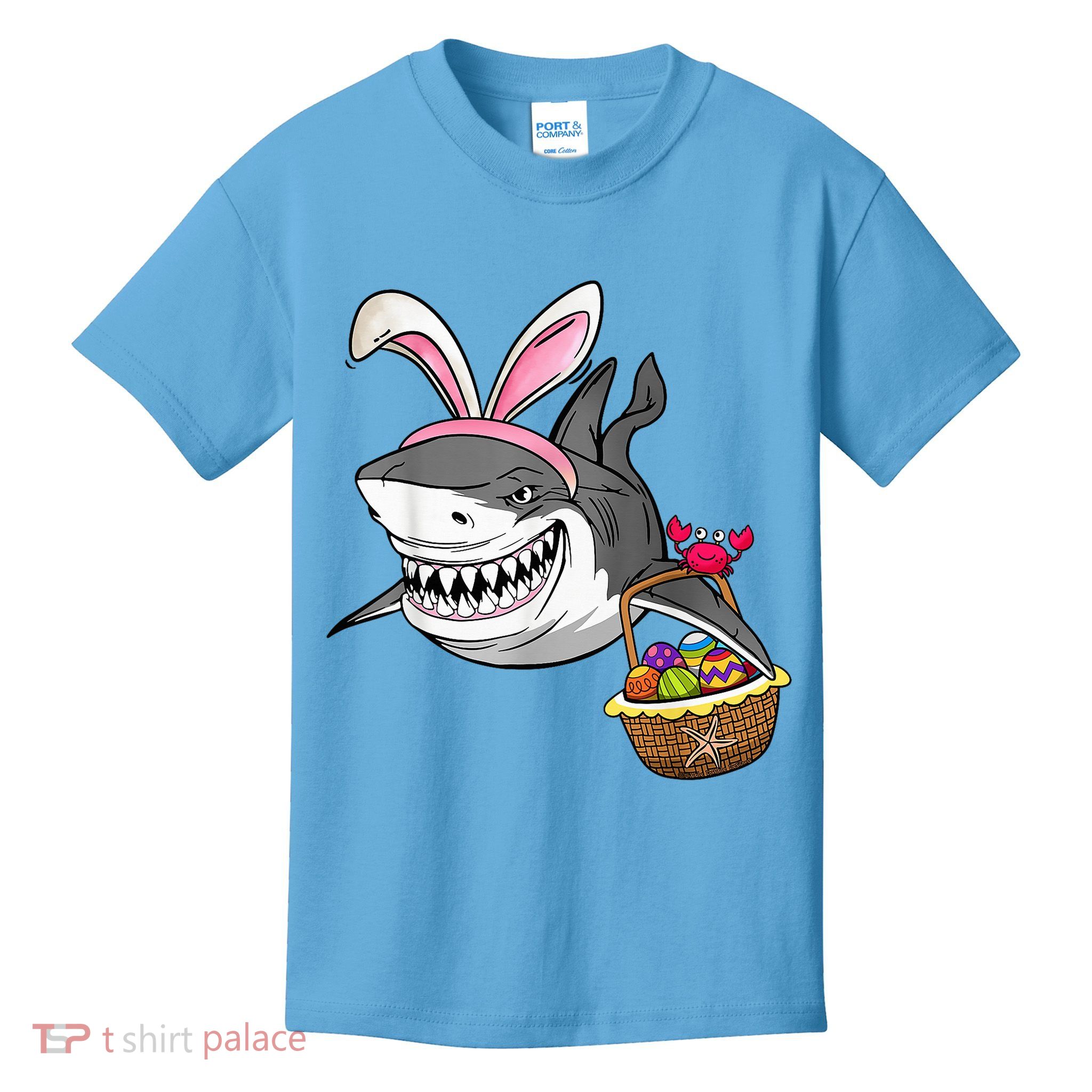 Cool Easter Shark Easter Basket Bunny Ears Happy Easter Kids T-Shirt