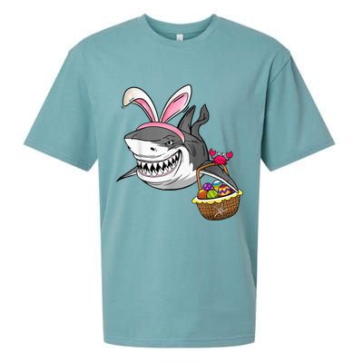 Cool Easter Shark Easter Basket Bunny Ears Happy Easter Sueded Cloud Jersey T-Shirt