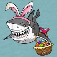 Cool Easter Shark Easter Basket Bunny Ears Happy Easter Sueded Cloud Jersey T-Shirt