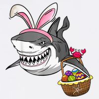 Cool Easter Shark Easter Basket Bunny Ears Happy Easter Garment-Dyed Sweatshirt